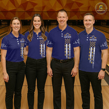 Load image into Gallery viewer, Yellow and Navy Blue Retro American Flag Bowling Shirts For Men Custom Patriotic Bowling Team Jerseys NQS11214