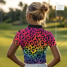 Load image into Gallery viewer, Custom Colorful rainbow pattern Women golf polo shirt, Personalized animal print golf shirt outfit NQS10405