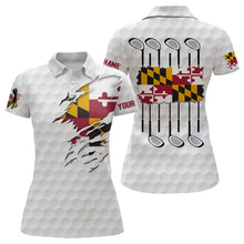 Load image into Gallery viewer, Maryland Flag Golf Pattern White Polo Shirt Custom Golf Shirts For Women Patriotic Golf Gifts NQS7442