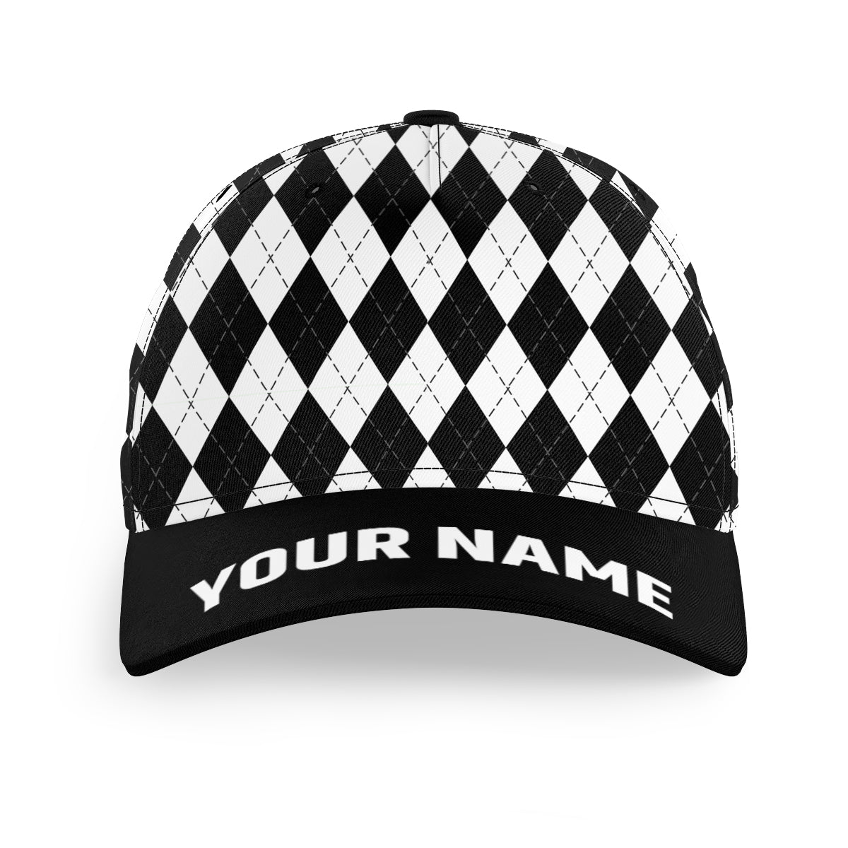 Multicolor argyle pattern custom name golf sun hats, unique golf gifts for golfers NQS9865