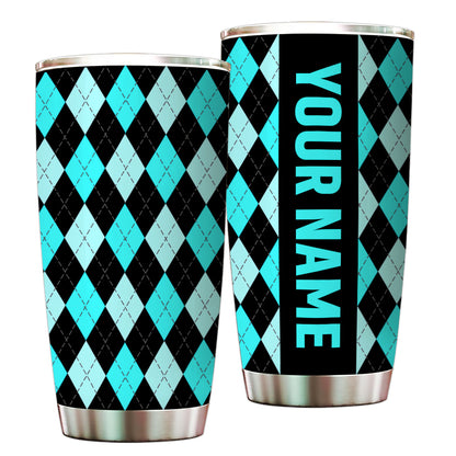Multicolor argyle pattern Custom name Golf Stainless Steel Tumbler Cup - personalized golf gifts NQS9866