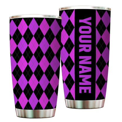 Multicolor argyle pattern Custom name Golf Stainless Steel Tumbler Cup - personalized golf gifts NQS9866