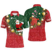 Load image into Gallery viewer, Christmas Santa Playing Golf Mens Golf Polo Shirt Custom Christmas golf outfit For Men Golf Gifts NQS8737