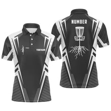 Load image into Gallery viewer, Black and white Disc golf jersey custom name &amp; number Men polo shirts disc golf outfit NQS6129