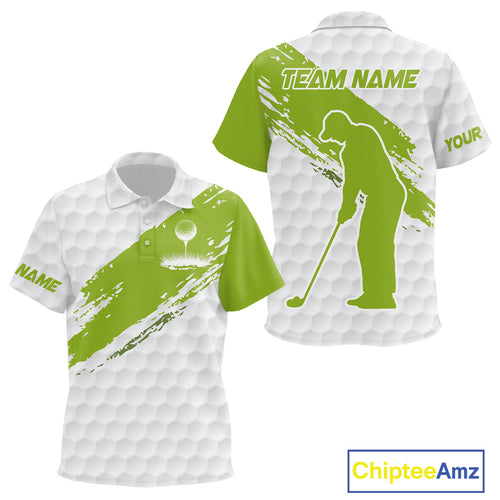 Green and White golf ball pattern Kid golf polo shirts custom team Kid golf clothes NQS9974