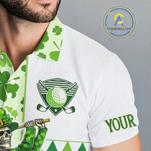 Load image into Gallery viewer, Green Shamrock argyle pattern St Patrick's day Skull Golf Polo Shirts For Men Custom golf outfit men NQS 11507