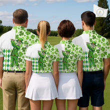 Load image into Gallery viewer, Green Shamrock argyle pattern St Patrick's day Skull Golf Polo Shirts For Men Custom golf outfit men NQS 11507