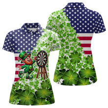 Load image into Gallery viewer, American flag St Patrick day shamrock pattern custom St Patrick Team Darts Shirts For Women NQS9582
