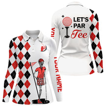 Load image into Gallery viewer, Black and red argyle pattern Women golf polo shirts custom Let's par tee skull golf gifts for ladies NQS8080