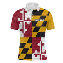 Load image into Gallery viewer, Mens golf polo shirt custom Maryland flag golf ball polos shirt for men, patriotic golfing gifts NQS7874