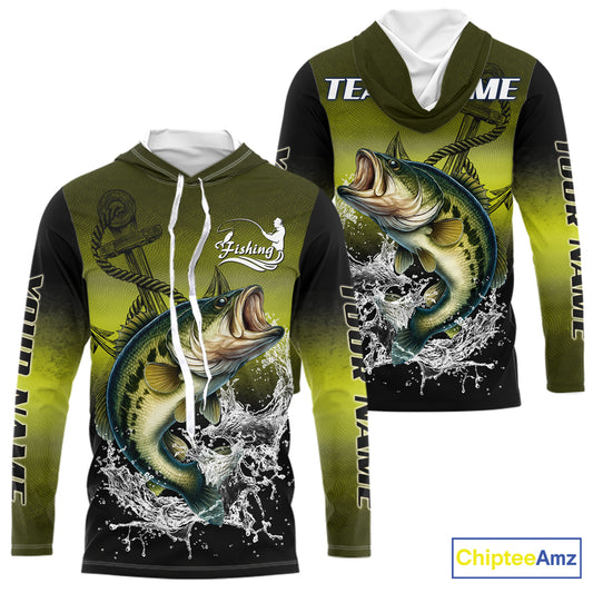 Personalized Largemouth Bass Fishing green scales fishing shirts Custom performance fishing apparel NQS11115