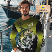 Load image into Gallery viewer, Personalized Largemouth Bass Fishing green scales fishing shirts Custom performance fishing apparel NQS11115