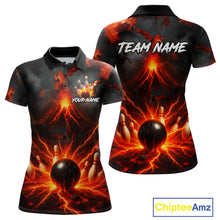 Load image into Gallery viewer, Red Lightning volcano Women Bowling Polo, Quarter Zip shirts Custom bowling outfits gifts for ladies NQS10956