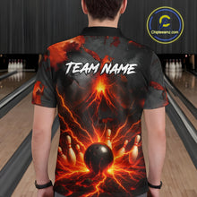 Load image into Gallery viewer, Red Lightning volcano Mens Bowling Polo, Quarter Zip shirts Custom bowling outfits gifts for men NQS10956