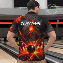 Load image into Gallery viewer, Red Lightning volcano Mens Bowling Polo, Quarter Zip shirts Custom bowling outfits gifts for men NQS10956