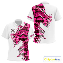Load image into Gallery viewer, Personalized Kid golf polo shirts custom white and pink camo Kid golf apparel, golfing gifts NQS10335