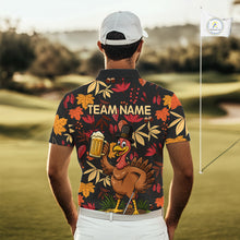 Load image into Gallery viewer, Funny Turkey Golf Beer Thanksgiving golf shirt Custom Funny golf shirts for men, mens golf clothes NQS10964