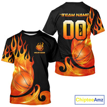 Load image into Gallery viewer, Black and Orange Flame Basketball Team Jerseys, Personalized Name and Number Basketball Uniform NQS11355