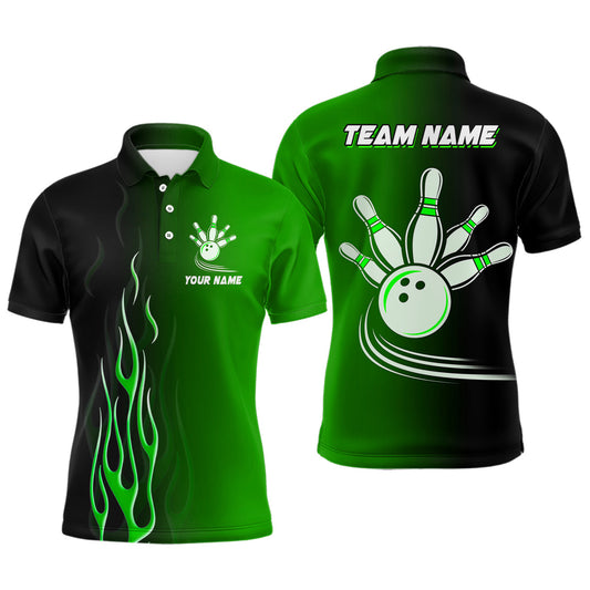 Gradient black green bowling league jerseys custom bowling shirt for men, gifts for bowling team NQS7562