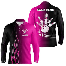 Load image into Gallery viewer, Gradient pink &amp; black bowling league jerseys custom bowling shirt for men, gifts for bowling team NQS7563