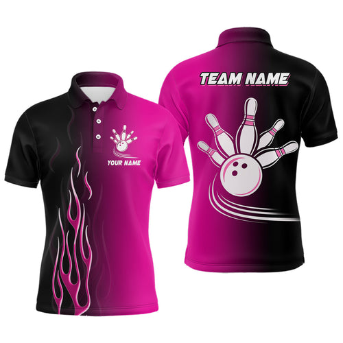 Gradient pink & black bowling league jerseys custom bowling shirt for men, gifts for bowling team NQS7563