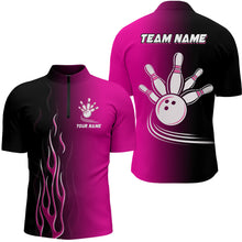 Load image into Gallery viewer, Gradient pink &amp; black bowling league jerseys custom bowling shirt for men, gifts for bowling team NQS7563