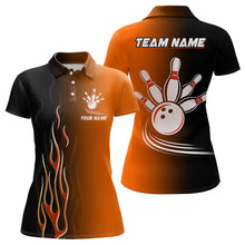 Load image into Gallery viewer, Gradient orange black bowling league jerseys custom bowling shirt for women, gifts for bowling team NQS7564