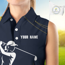 Load image into Gallery viewer, Personalized Women sleeveless polo shirt Custom ladies golf outfits, unique golf gifts | Navy NQS10202