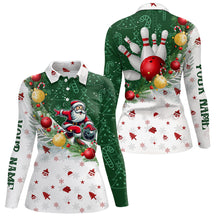 Load image into Gallery viewer, Christmas Santa Playing Bowling Womens Polo, Quarter Zip shirts Custom Christmas Team Bowling Jerseys NQS9068