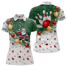 Load image into Gallery viewer, Christmas Santa Playing Bowling Womens Polo, Quarter Zip shirts Custom Christmas Team Bowling Jerseys NQS9068