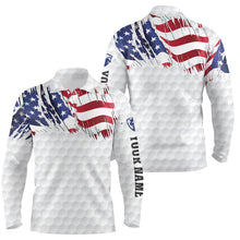 Load image into Gallery viewer, American Flag white Mens Golf Polo Shirts Custom mens patriotic polo shirts, unique polo shirts NQS7744