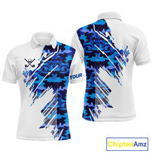 Load image into Gallery viewer, Personalized Mens golf polo shirts custom white and blue camo mens golf apparel, golfing gifts NQS10073