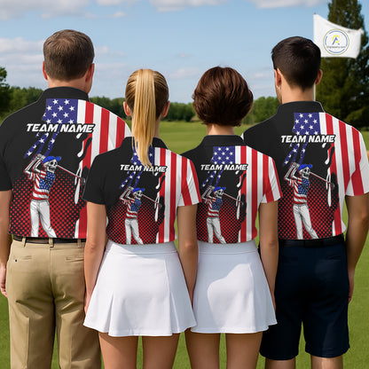 Personalized US flag golf shirts skull funny mens golf shirts custom patriotic golf outfit men NQS11384