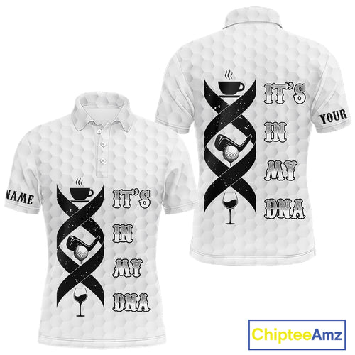 Black and White Mens golf polo shirt custom It's in my DNA coffee golf wine mens golf outfit NQS10390