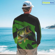 Load image into Gallery viewer, Black and Green Largemouth Bass fishing UV Protection shirts custom name Bass fishing jerseys NQS10394