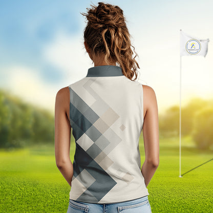 Vintage Pastel Argyle Pattern sleeveless Golf Polo Shirt For Women Custom retro ladies golf outfit NQS10232