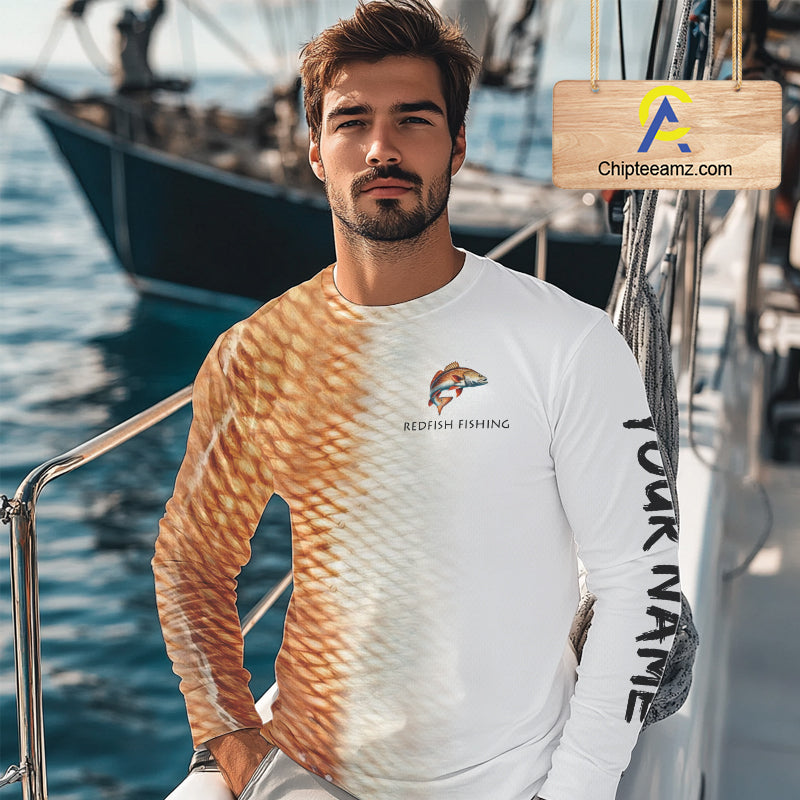 Personalized Red Scales Performance Redfish Fishing Shirts, custom Redfish fishing tournament jerseys NQS10239