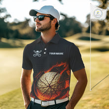 Load image into Gallery viewer, Flame Broken Golf Ball Custom Men golf polo shirt, personalized cool golf outfit for men NQS10101