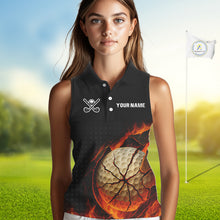 Load image into Gallery viewer, Flame Broken Golf Ball Women Sleeveless golf polo shirt, personalized cool golf outfit for ladies NQS10101