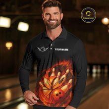 Load image into Gallery viewer, Flame Broken Bowling Ball and pins Bowling Shirt For Men Custom Flame Team Bowling Jerseys NQS10102