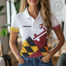 Load image into Gallery viewer, Maryland Flag Women golf polo shirt Custom patriotic golf outfit for ladies NQS10105