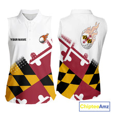Load image into Gallery viewer, Maryland Flag Women Sleeveless golf polo shirt Custom patriotic golf outfit for ladies NQS10105