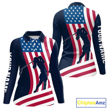 Load image into Gallery viewer, American Flag Women golf polo shirt custom women&#39;s patriotic polo shirts, best golf shirts for ladies NQS10253