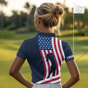 American Flag Women golf polo shirt custom women's patriotic polo shirts, best golf shirts for ladies NQS10253