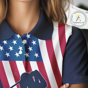 American Flag Women golf polo shirt custom women's patriotic polo shirts, best golf shirts for ladies NQS10253