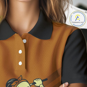 Funny argyle pattern Skull Women Golf Polo Shirt Custom ladies golf attire, cool golf gift | Orange NQS10656