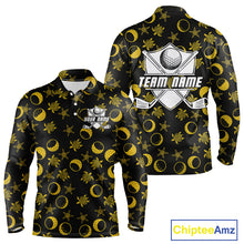 Load image into Gallery viewer, Black and Gold golf pattern Men golf polo shirts Custom best mens golf wear, personalized golf gifts NQS10130