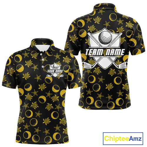 Black and Gold golf pattern Men golf polo shirts Custom best mens golf wear, personalized golf gifts NQS10130