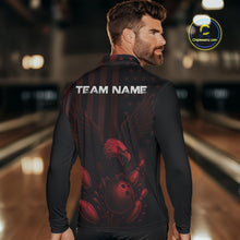 Load image into Gallery viewer, Black and Red American Flag Eagle Bowling Shirt For Mens Custom Patriotic Team bowling jerseys NQS10480