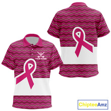 Load image into Gallery viewer, Pink ribbon Kid polo golf shirts Custom Breast cancer awareness team golf attire for Kid NQS10509
